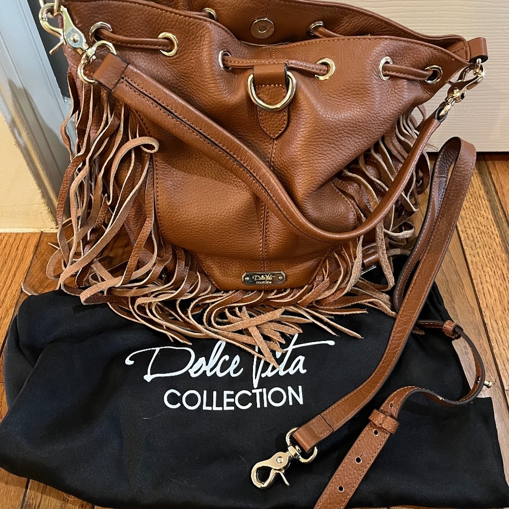 Dolce vita "Amber" fringe leather backpack/ handbag